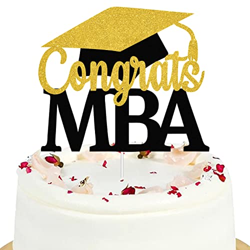 MBA Class of 2023 Cake Topper – Congrats Master MBA Graduate Decor MBA Abschlussfeier Party Dekorationen Glitzer Schwarz von LQINBIBJ