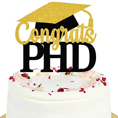 PHD Class Of 2022 Cake Topper - Congrats Master PHD Graduate Decor PHD Abschlussfeier Party Dekorationen Glitzer Schwarz von LQINBIBJ