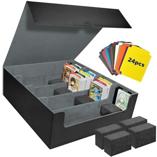 Sammelkarten-Aufbewahrungsbox für TCG-Karten, 4 Reihen, MTG-Karten-Deck-Box für mehr als 3000 Karten, PU-Leder, Magnetverschluss, Kartenorganizer und Halter für Magic Commander Yugioh Sportspielkarten von LQIQIZ