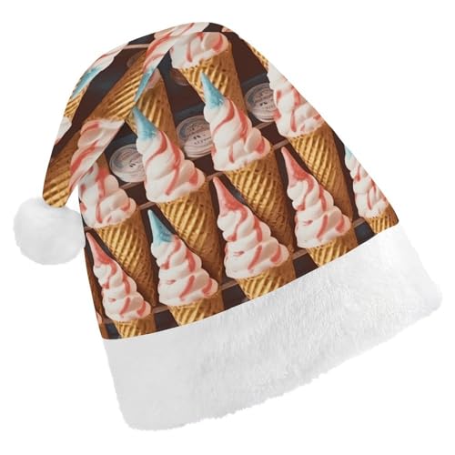 LQPMNK Weihnachtsmütze, Eiswaffel-Druck, Winter, Festival, Kopfbedeckung, Urlaub, Foto-Requisite, Weihnachtsmannmütze, warme und weiche Urlaubskopfbedeckung von LQPMNK