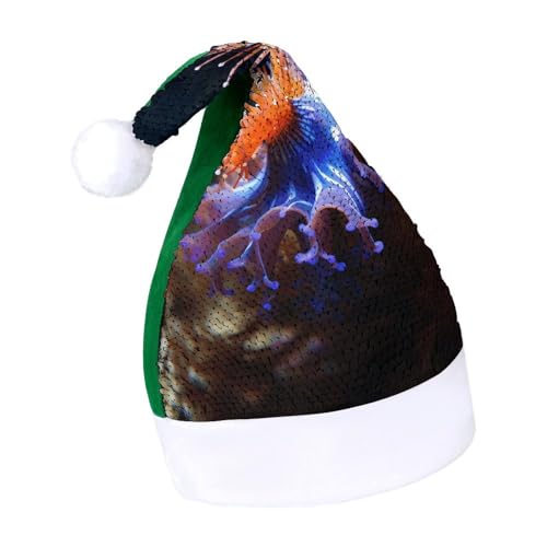 LQPMNK Weihnachtsmütze, Nudibranch-Druck, Winter, Festival, Kopfbedeckung, Urlaub, Foto-Requisite, Weihnachtsmannmütze, warme und weiche Urlaubskopfbedeckung von LQPMNK