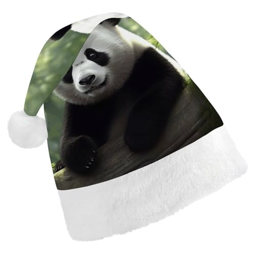 Weihnachtsmütze, hübscher Panda-Druck, Winter-Festival-Kopfbedeckung, Urlaub, Foto-Requisite, Weihnachtsmannmütze, warm und weich von LQPMNK