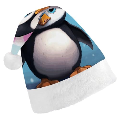 Weihnachtsmütze, schöner Pinguin-Druck, Winter-Festival-Kopfbedeckung, Urlaubsfoto-Requisite, Weihnachtsmannmütze, warm und weich von LQPMNK