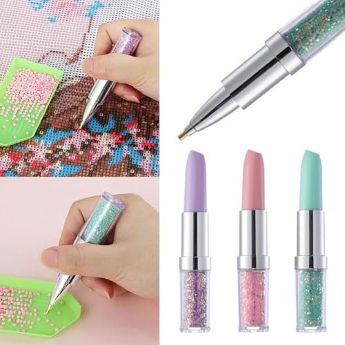 5D Point Drill Pens, Diamond Art Painting Pen, Lipstick Pens DIY Crafts Embroidery Cross Stitch Tool, Diamond Art Accessories Pens, Diamond Dotting Tool for Nail Art Crafts Making von LQQDREX