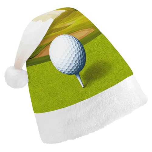 LQWOK Weihnachtsmütze, Golf-Sport, bedruckte Weihnachtsmütze, Winter-Weihnachtsmütze, Herren und Damen, Weihnachtsmannmütze von LQWOK