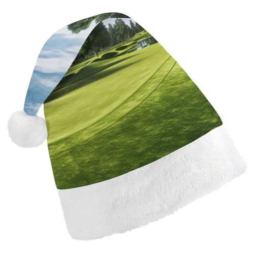 LQWOK Weihnachtsmütze, Golfplatz, Rasendruck, Weihnachtsmütze, Wintermütze, Herren und Damen, Weihnachtsmannmütze von LQWOK