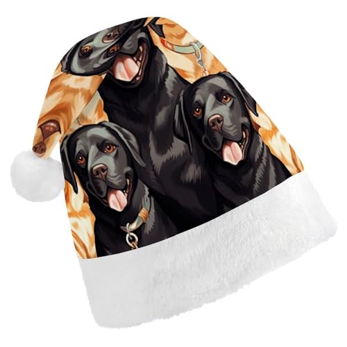 LQWOK Weihnachtsmütze, Labrador-Retriever-Hunde, bedruckte Weihnachtsmütze, Winter-Weihnachtsmütze, Männer und Frauen, Weihnachtsmannmützen von LQWOK