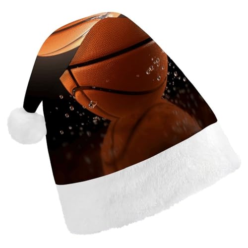 LQWOK Weihnachtsmützen, Basketball-bedruckte Weihnachtsmützen, Winter-Weihnachtsmützen, Männer und Frauen, Weihnachtsmannmützen von LQWOK