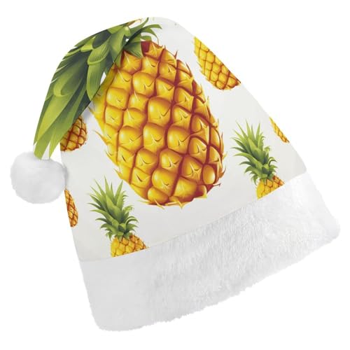 LQWOK Weihnachtsmützen, Hintergrund Ananas bedruckte Weihnachtsmützen, Winter-Weihnachtsmützen, Männer und Frauen, Weihnachtsmannmützen von LQWOK