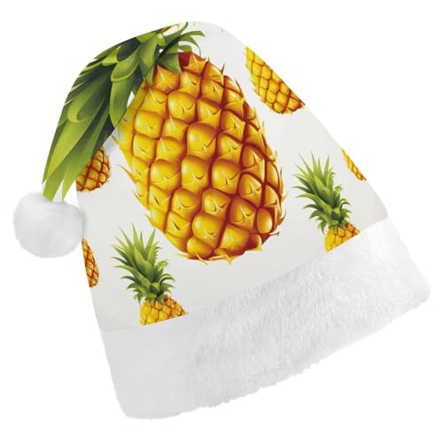 LQWOK Weihnachtsmützen, Hintergrund Ananas bedruckte Weihnachtsmützen, Winter-Weihnachtsmützen, Männer und Frauen, Weihnachtsmannmützen von LQWOK