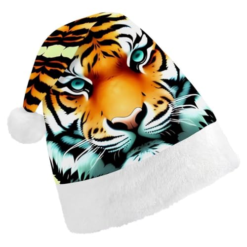 Weihnachtsmütze, kleiner dicker Tigerkopf, bedruckte Weihnachtsmütze, Wintermütze, für Herren und Damen, Weihnachtsmannmütze von LQWOK