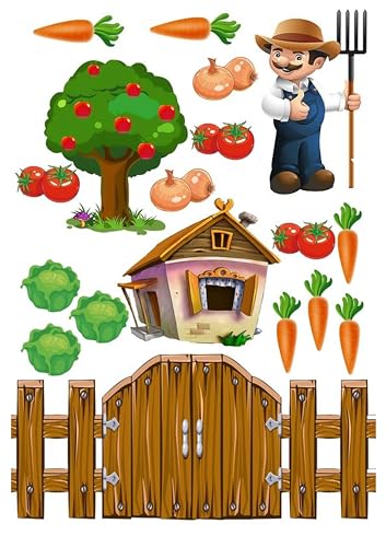 Farmer Garten Haus Gemüse Cake Topper,Tortenaufleger, Muffins Oblate Premium von LRSweetdesign