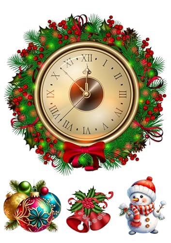 Uhr Weihnachten, Christmas Cake Topper,Tortenaufleger, 20cm Oblate Premium von LRSweetdesign