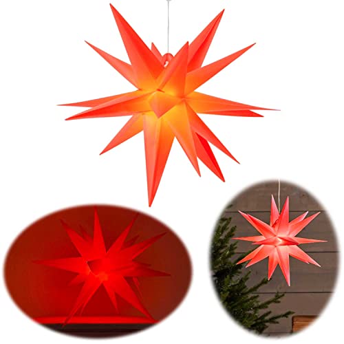 LS-LebenStil 3D Außen Leuchtstern 40cm Rot 6 LED Beleuchtet Weihnachtsstern Netzbetrieb von LS-LebenStil