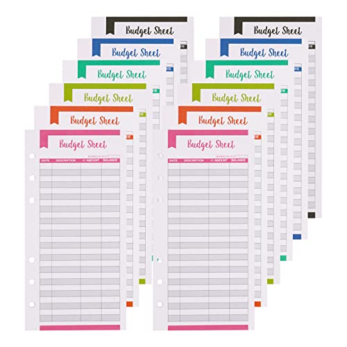 LSAMA A6 Nachfüllpapier, 12 Stk. 6-Loch Einsätze Budgetbogen für A6 Ordner Notizbücher Planer, Loseblattpapier für 6 Ringordner von LSAMA