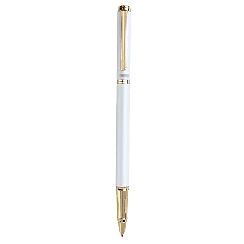 Schwarzer Füllfederhalter Atemberaubender Füllfederhalter, Schreibstift mit extra feiner Spitze, Iridium-Goldfeder, 0,38 mm Stifte, Kalligraphie-Stift for Üben der Kalligraphie. Ein Blickfang(White) von LSDLOUYAQNG