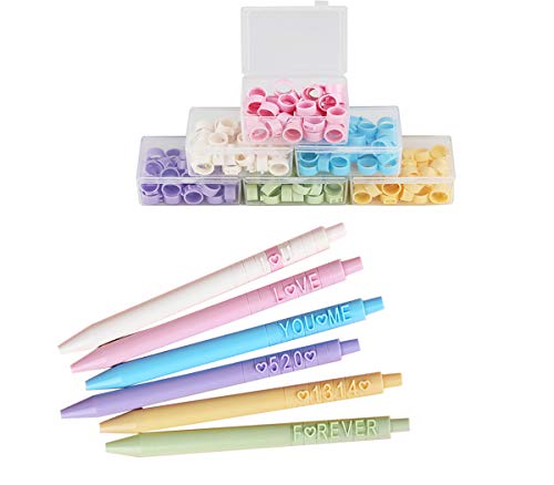 DIY Kreative Buchstaben Stift Set mit englischen Zahlen, Macaron 6 Farben, Niedliche Stifte, Kawaii Stift, Coole Stifte, Lustige Stifte, Druckgelschreiber, Kugelschreiber, 0,5 mm, Schwarze Tinte von LSFCHYBY