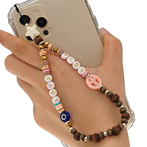 Böhmische Handyanhänger, Perle Handykette Acryl Handy Lanyard Kette Bunte Perlen Mobile Phone Strap für Frauen Mädchen Charm Anhänger Handyschlaufe Lanyard Perlen Kette für Handy Mobile Handyschmuck von LSGGTIM