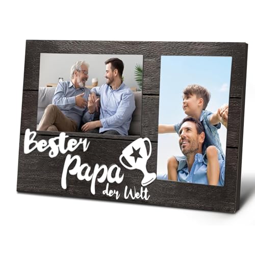 LSGXZS Geschenke für Papa Personalisierte Holz Bilderrahmen für Papa,Geburtstag Weihnachten Valentinstag Vatertag für Bester Papa von Tochter Sohn,Fotogeschenke besten geschenke von kindern für Papa von LSGXZS