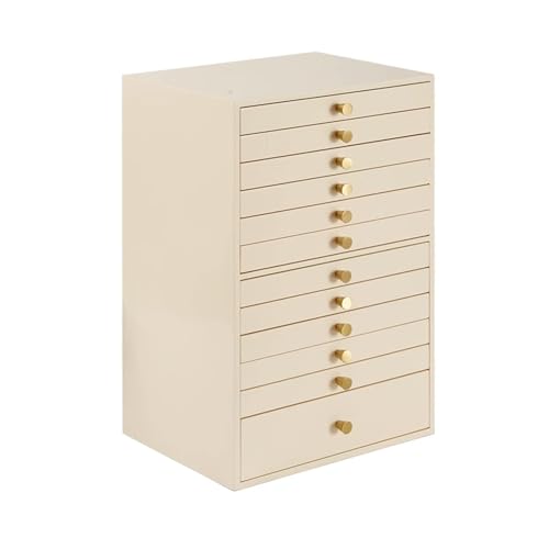 Extra große 12-lagige Schmuckschatulle für Damen, geräumiger MDF-Organizer mit Samtfutter, elegante Messing-Hardware von LSHTAR