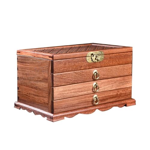 Mehrschichtige Aufbewahrungsbox aus Holz, elegante Schmuckschatulle aus Holz mit abschließbarem Design und Samtfutter von LSHTAR