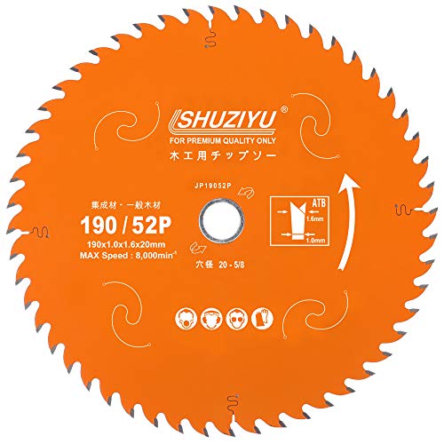 LSHUZIYU, 190mm 52T. Mittelloch 20mm mit 15.88mm Unterlegscheibe. Kreissägeblatt für die Holzbearbeitung, Sägeblatt für Holz. von LSHUZIYU