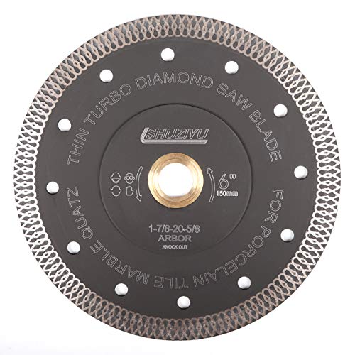 LSHUZIYU 150mm, Super Dünn Turbofelge Diamant-Sägeblatt, Mittelloch 25.4mm Mit Adapterscheibe 22.23-20-15.88mm, Trocken-Nass-Scheibe zum Schneiden von Feinsteinzeug Granit Marmor Quatz von LSHUZIYU