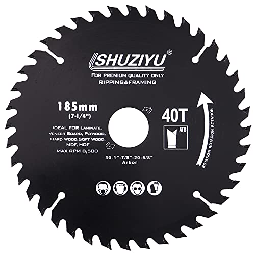 LSHUZIYU. 185mm 40T, Mittelloch 30mm mit 25.4-22.23-20-15.88mm Unterlegscheibe, Kreissägeblatt für die Holzbearbeitung, Sägeblatt für Holz. von LSHUZIYU