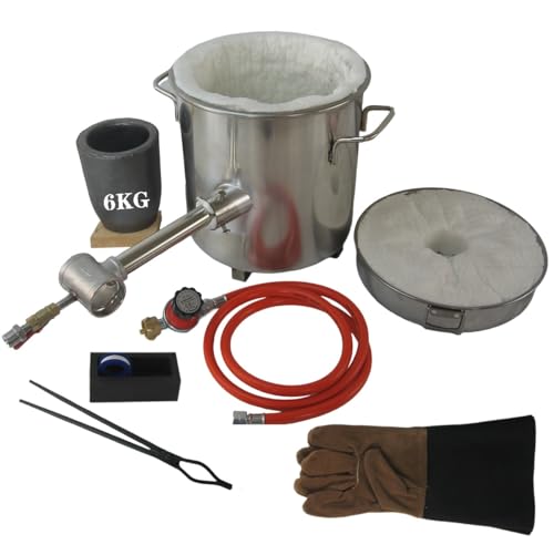 LSMIITTH 6KG Propan-Schmelzofen mit Tiegeln, 113ml Barrenform, Brennofen mit Druckminderer für Metall Gold Silber Kupfer Aluminium Full Casting Tool Kit von LSMIITTH