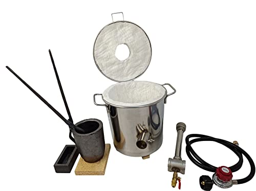 LSMIITTH 6KG Propan-Schmelzofen mit Tiegeln, 113ml Barrenform, Zange und Handschuhe, Brennofen für Metall Gold Silber Kupfer Aluminium Full Casting Tool Kit von LSMIITTH