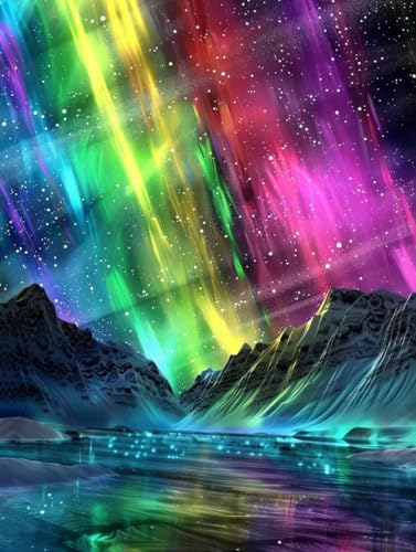 Diamond Painting Aurora, 5D Diamond Painting Erwachsene Sternenhimmel, DIY Stickerei Kreuzstich Sets, Full Drill Diamant Bastelset Erwachsene, Mosaikherstellung, für Zimmer Deko, 40X50 cm W-5052 Diamond Painting Aurora, 5D Diamond Painting Erwachsene Sternenhimmel, DIY Stickerei Kreuzstich Sets, Full Drill Diamant Bastelset Erwachsene, Mosaikherstellung, für Zimmer Deko, 40X50 cm W-5052 von LSPKKYOU