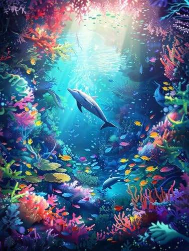 Diamond Painting Erwachsene Delphin, Diamond Painting bilder Fisch, Diy Mosaikherstellung Bastelset Erwachsene, Full Drill Stickerei Kreuzstich Sets für Zimmer Deko, Geschenke 50x65 cm G-6536 Diamond Painting Erwachsene Delphin, Diamond Painting bilder Fisch, Diy Mosaikherstellung Bastelset Erwachsene, Full Drill Stickerei Kreuzstich Sets für Zimmer Deko, Geschenke 50x65 cm G-6536 von LSPKKYOU
