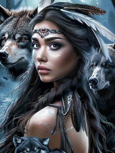 Diamond Painting Frau, 5D Diamond Painting Erwachsene Wolf, DIY Stickerei Kreuzstich Sets, Full Drill Diamant Bastelset Erwachsene, Mosaikherstellung, Aesthetic für Deko Wohnzimmer, 50x65 cm Q-9136 Diamond Painting Frau, 5D Diamond Painting Erwachsene Wolf, DIY Stickerei Kreuzstich Sets, Full Drill Diamant Bastelset Erwachsene, Mosaikherstellung, Aesthetic für Deko Wohnzimmer, 50x65 cm Q-9136 von LSPKKYOU