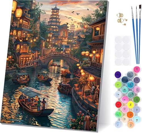Malen Nach Zahlen Erwachsene Stadt, Malen Nach Zahlen Rivers, DIY Set Erwachsene Mit 3 Pinseln und Acrylfarbe Knitterfreie Leinwand, Paint by Numbers für Deko Wohnzimmer und Wanddeko 40x50cm V-1431 Malen Nach Zahlen Erwachsene Stadt, Malen Nach Zahlen Rivers, DIY Set Erwachsene Mit 3 Pinseln und Acrylfarbe Knitterfreie Leinwand, Paint by Numbers für Deko Wohnzimmer und Wanddeko 40x50cm V-1431 von LSPKKYOU