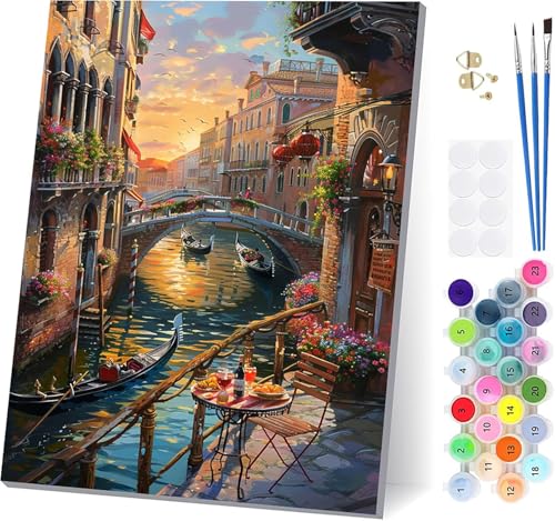Malen Nach Zahlen Erwachsene Venedig, Malen Nach Zahlen Stadt, DIY Set Erwachsene Mit 3 Pinseln und Acrylfarbe Knitterfreie Leinwand, Paint by Numbers für Deko Wohnzimmer und Wanddeko 50x65cm 3-3401 Malen Nach Zahlen Erwachsene Venedig, Malen Nach Zahlen Stadt, DIY Set Erwachsene Mit 3 Pinseln und Acrylfarbe Knitterfreie Leinwand, Paint by Numbers für Deko Wohnzimmer und Wanddeko 50x65cm 3-3401 von LSPKKYOU