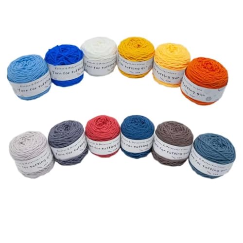 Garn für Tufting-Pistole und Häkeln,12x100g Tufting-Garn,Baumwoll- und Polyester-Mischgarn für Teppiche,8-fädiges Garn für Herstellung getufteter Teppiche,DIY-Stickgarn für Teppiche,100m Garnknäuel von LSQXSS