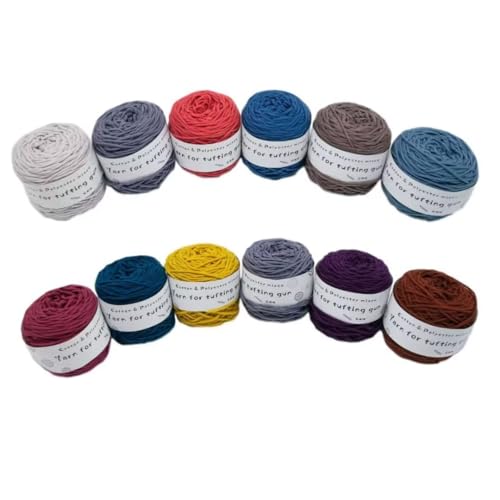 Garn für Tufting-Pistole und Häkeln,12x100g Tufting-Garn,Baumwoll- und Polyester-Mischgarn für Teppiche,8-fädiges Garn für Herstellung getufteter Teppiche,DIY-Stickgarn für Teppiche,100m Garnknäuel von LSQXSS