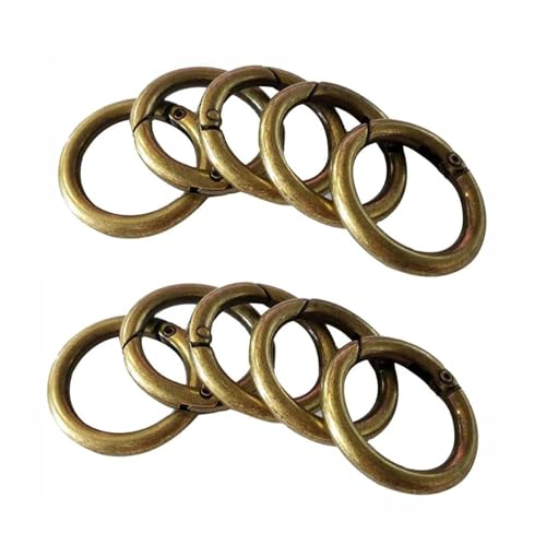 LSRVNM 10 Stück 38mm Runde Karabinerhaken, Sehr Robust Zinklegierung Runde Karabiner Ring Karabinerhaken Rund Karabiner Rund O Ring für Schlüsselanhänger, Tasche, Schmuck, Bastelarbeiten (Bronzer) von LSRVNM