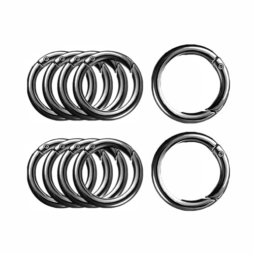 LSRVNM 10 Stück 38mm Runde Karabinerhaken, Sehr Robust Zinklegierung Runde Karabiner Ring Karabinerhaken Rund Karabiner Rund O Ring für Schlüsselanhänger, Tasche, Schmuck, Bastelarbeiten (Waffenfarbe) von LSRVNM