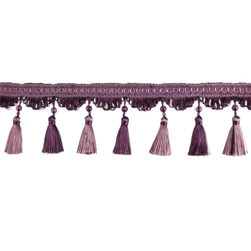 6 Meter 10 CM Breite Quaste Fringe Trim Kristall Perlen Quasten Spitze for DIY Nähen Stoff Vorhang Zubehör Spitze Dekoration(Color:Purple) von LSYHHXC