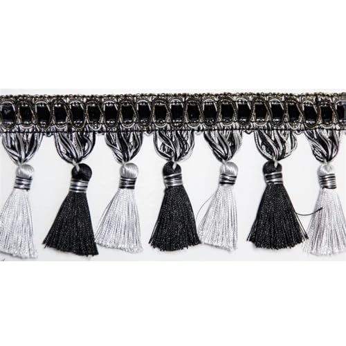 6 Meter pro Beutel Quasten Vorhang Fransen Vorhangverkleidung Dekoration Fransen Vorhangspitzenverkleidung(Color:Black) von LSYHHXC