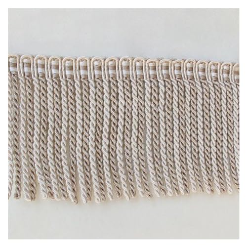 6 m breit 7,5 cm Spitzenband Lange weiße Fransen -Trimm Quaste for DIY Lateinische Kleiderbühne Kleidung Vorhänge Nähzubehör(Color:Beige) von LSYHHXC