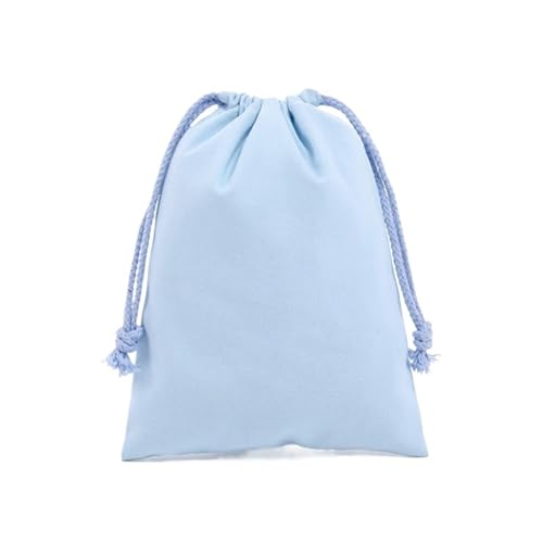 LSYHHXC 3 stücke Baumwolle Kordelzug Lagerung Tasche Leinwand Taschen for Süßigkeiten Geschenk Paket Beutel Wiederverwendbare Hause Kleinigkeiten Organisieren Säcke(Light Blue,13x16cm) von LSYHHXC