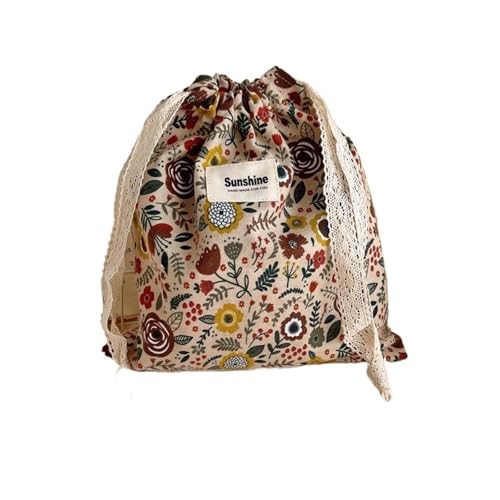 LSYHHXC 3 stücke Blumen Druck Baumwolle Lagerung Taschen for Windel Große Größe Weihnachten Hochzeit Geschenk Verpackung Spitze Kordelzug Beutel(Color-08) von LSYHHXC