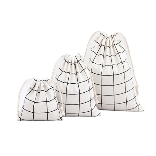 LSYHHXC 3PCS Baumwolle Leinen Kordelzug Kosmetik Tasche Geschenk Tasche Reise Gepäck Verpackung Beutel Lagerung Taschen for Hochzeit Weihnachten Schmuck Verpackung(White) von LSYHHXC