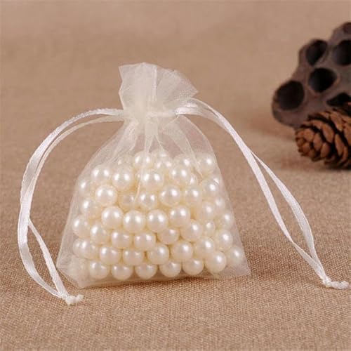 LSYLXBAI 25/50 Stück Hochzeitsgeschenk Ziehbeutel Organzabeutel Schmuck Tüll Kordelzugbeutel Schmuckverpackung Display & Schmuckbeutel Verpackungsbeutel-beige-7x9cm-50 Stück von LSYLXBAI