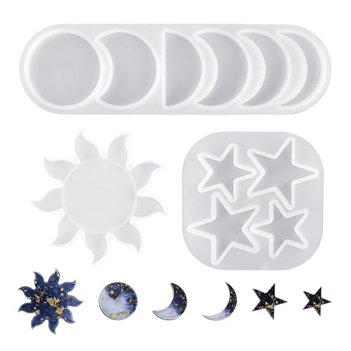 1 x Sonnenfinsternis-Form, 1 x Sonnenform und 1 x Sternform, Silikonform, Gießform, Bastelzubehör von LSYYSL