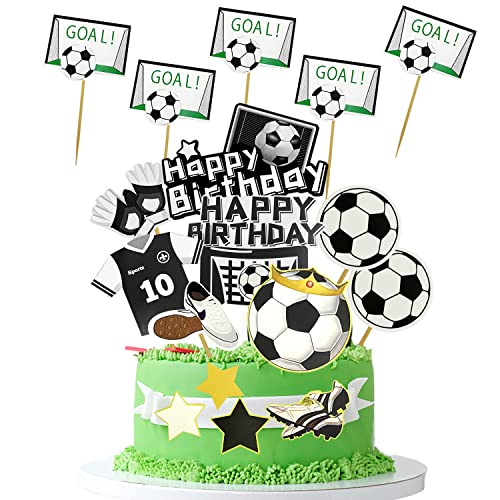 17 Fußball-Kuchen-Dessert-Dekorationen, WM-Fußball-Kuchen-Thema-Add-In-Dekoration, Cupcake-Sport-Dekoration, Fußball-Trikot-Ball-Rahmen, Tor-Zubehör, Dekoration für Themenpartys und mehr. von LSYYSL