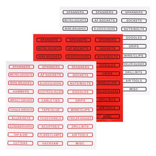 LT Easiyl 3 Stück Werkzeugkasten-Etiketten Aufkleber Werkzeugkasten-Etiketten Vinyl Selbstklebende Aufkleber für Werkzeugkästen Aktenschränke Whiteboards Drei Farben von LT Easiyl