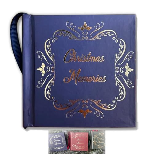 Weihnachts-Erinnerungsjournal-Ornament, Weihnachts-Miniaturjournal Hard Cove, 3" Mini-Hardcover-Scrapbook-Weihnachtserinnerungsbuch, 96-seitiges Journal-Ornament (Blue) von LTBAQEN